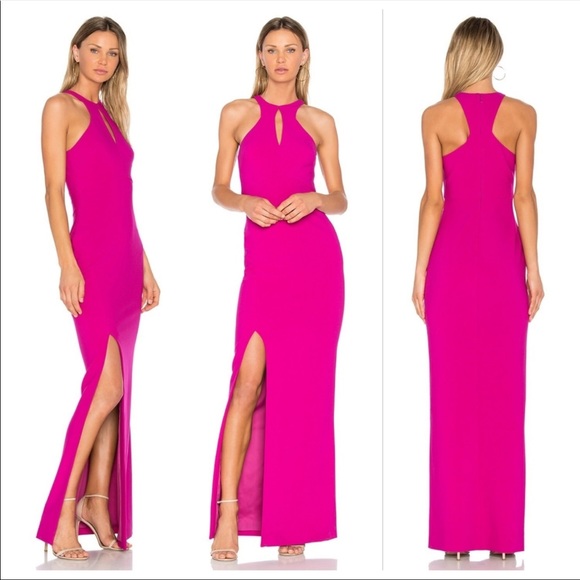 NWT LIKELY x REVOLVE Elston Creamy White Keyhole Halter Neck Slit Maxi Dress 4 - Picture 2 of 16